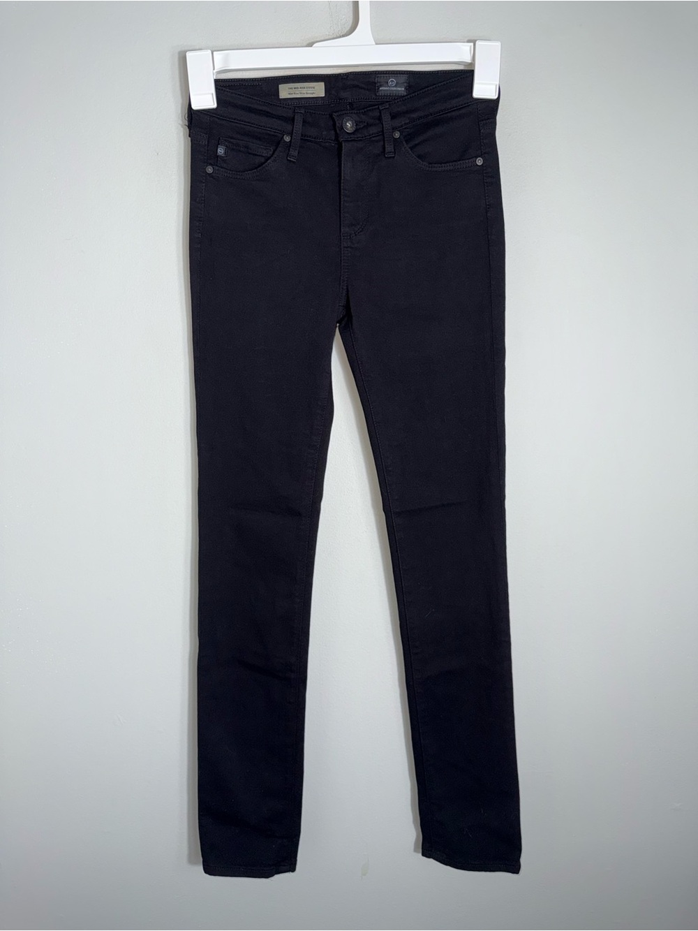 Adriano Goldschmied AG Mid-Rise Stevie Slim Straight Black Jeans-Size 24R - Picture 2 of 8